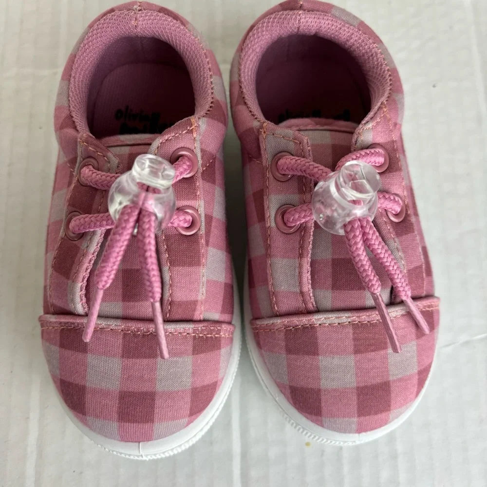 Olivia Miller-Infant Girls Plaid Sneakers w/toggle tie-Baby 5-NWOT